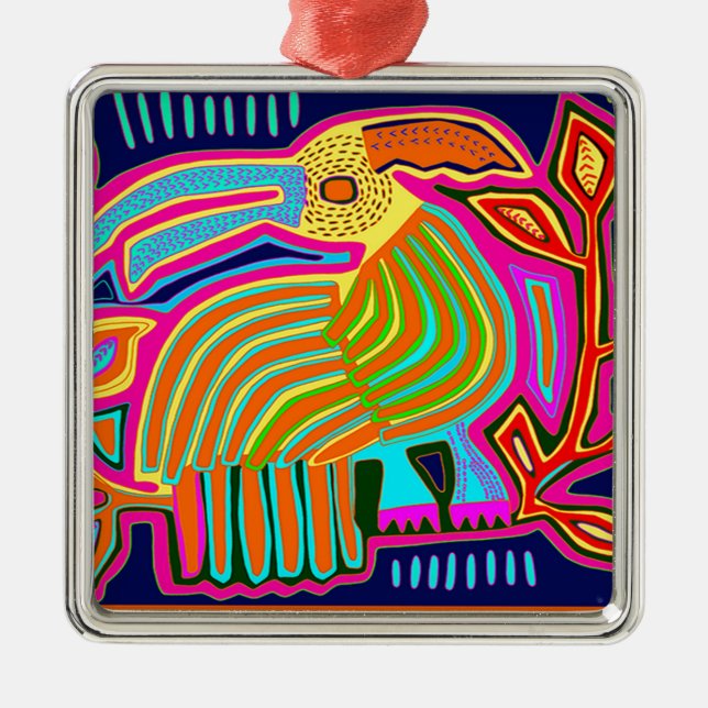 Adorno Metálico Collage indio de Kuna Mola (Frente)