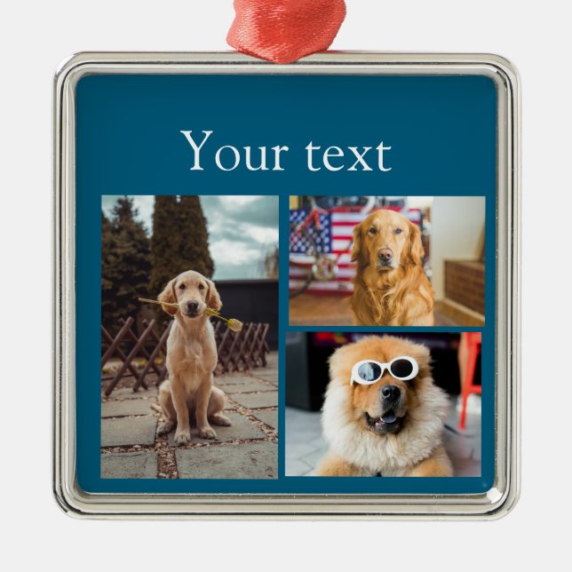 Adorno Metálico Collage simple de fotos con nombres de animales co (Frente)