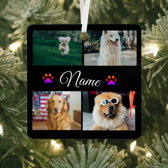 Adorno Metálico Collage simple de fotos con nombres de animales co (in situ)