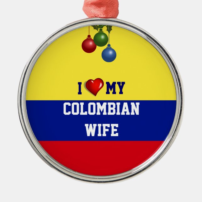 Adorno Metálico Colombia: Amo a mi esposa colombiana (Frente)