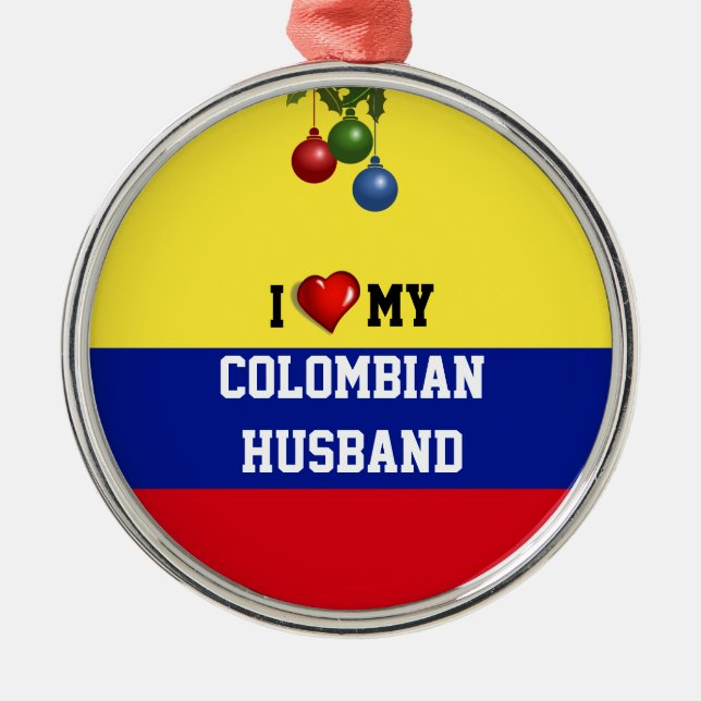 Adorno Metálico Colombia: Amo a mi esposo colombiano (Frente)