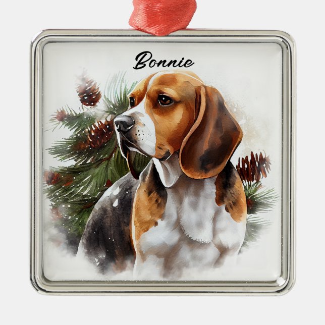 ADORNO METÁLICO COLOR DE AGUA DE NOVEDAD TRI COLORED BEAGLE DOG (Frente)