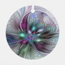 Adorno Metálico Colorful Fantasy Abstract Modern Fractal Flower