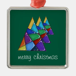 Adorno Metálico Colorful Patchwork Christmas Tree Ornament