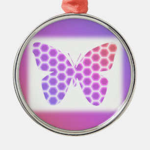 Adorno Metálico Colorful Peach Pink Purple Geometric Butterfly Art