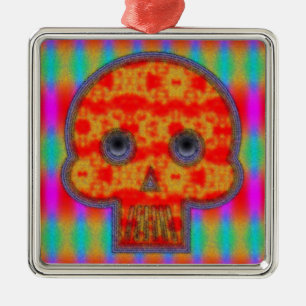 Adorno Metálico Colorida pintura del cráneo de Robot