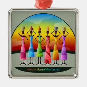 Adorno Metálico Coloridas mujeres africanas con vasos