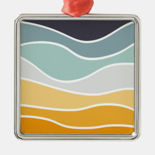 Adorno Metálico Coloridas olas de estilo retro en verano
