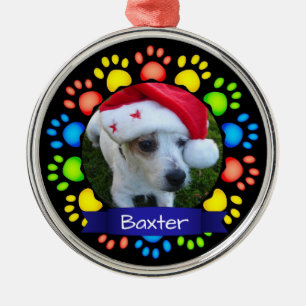 Adorno Metálico Coloridas patas de Navidad Foto de mascota persona