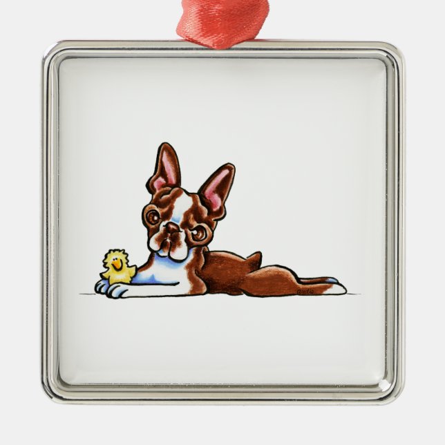 Adorno Metálico Colorido Boston Terrier (Frente)