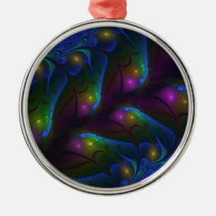 Adorno Metálico Colorido Luminoso Abstracto Moderno Trippy Fractal