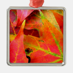 Adorno Metálico Colorido otoño deja de cerca