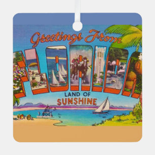 Adorno Metálico Coloridos saludos de la Florida Vintage