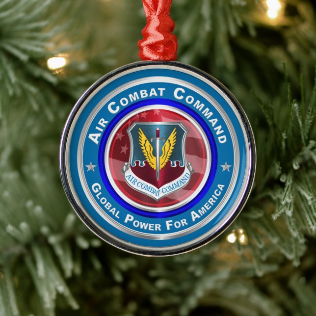 Adorno Metálico Comando de Combate Aéreo Navidad Personalizada (Árbol)