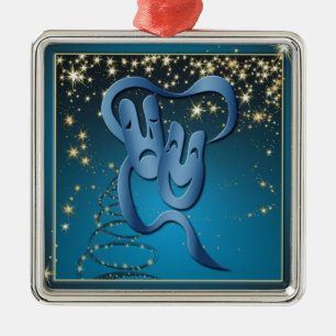 Adorno Metálico Comedia trágica Cine Azul Máscara Azul Navidades 2