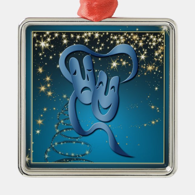 Adorno Metálico Comedia trágica Cine Azul Máscara Azul Navidades 2 (Frente)