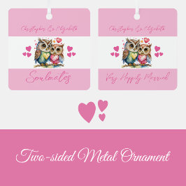 Adorno Metálico Compañeros de alma lindos búhos felizmente casados