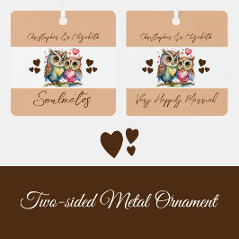 Adorno Metálico Compañeros de alma lindos búhos felizmente casados