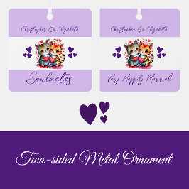 Adorno Metálico Compañeros de alma lindos gatos felizmente casados