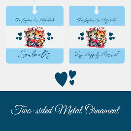 Adorno Metálico Compañeros de alma lindos gatos felizmente casados