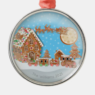 Adorno Metálico Concepto de navidades con paisaje de jengibre