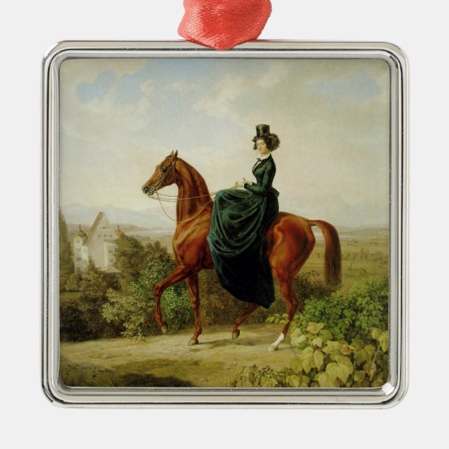 Adorno Metálico Condesa a caballo (caballo marrón elegante) (Frente)