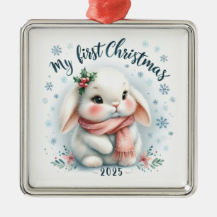 ADORNO METÁLICO CONEJO ADORABLE PARA MI PRIMER NAVIDAD
