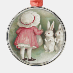 Adorno Metálico Conejo de Pascua Niña