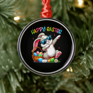 Adorno Metálico Conejo Divertido Dabbing Pascua Feliz Pascua