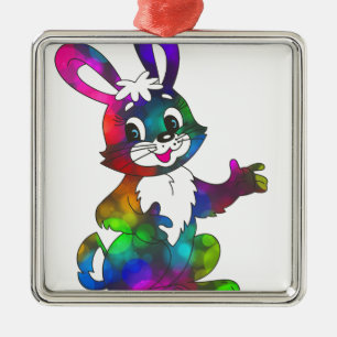 Adorno Metálico conejo psicodélico de Pascua