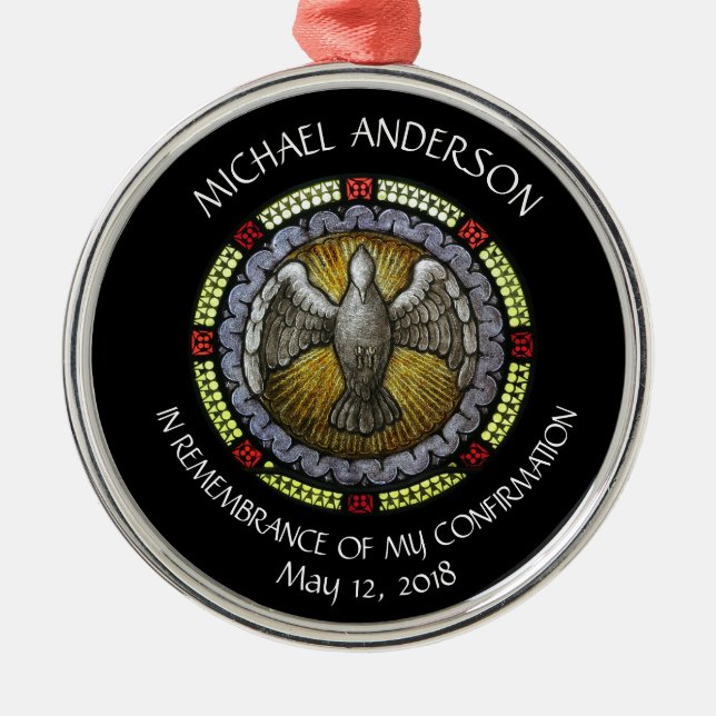 Adorno Metálico Confirmación de Vidrio Manchado por Espíritu Santo (Frente)