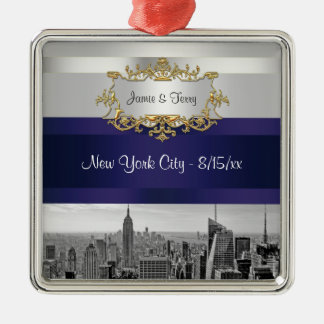 Adorno Metálico Conjunto de Invitación NYC Skyline BW 05 Blanco Az