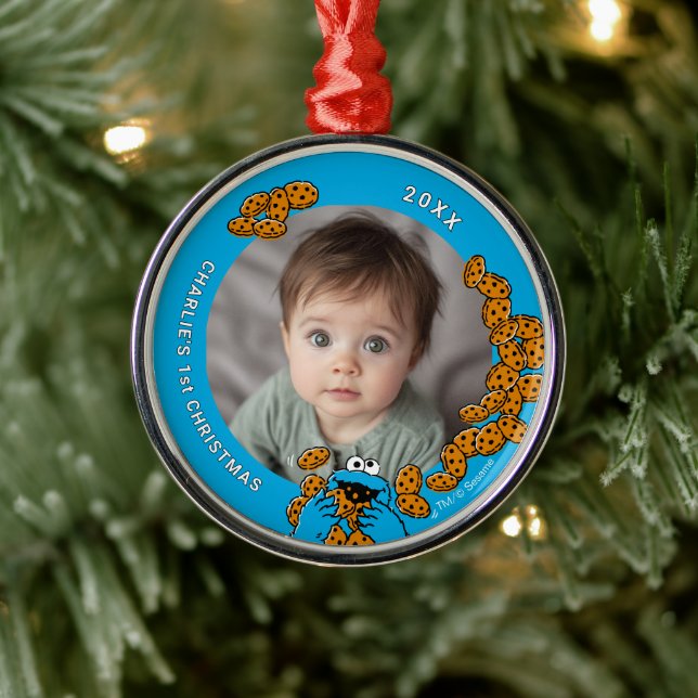 Adorno Metálico Cookie Monster Baby's 1st Christmas Photo Metal Or (Árbol)