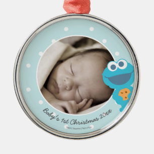 Adorno Metálico Cookie Monster   First Christmas - Add Your Name