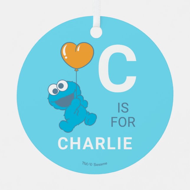 Adorno Metálico Cookie Monster Heart Balloon (Anverso)