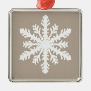 Adorno Metálico Copo de nieve Ikat - Taupe beige y blanco