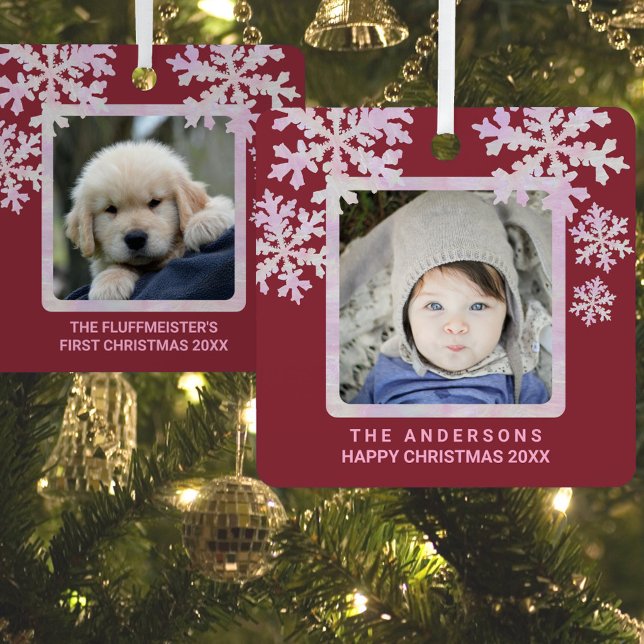 Adorno Metálico Copo de nieve Opal Rosa 2 Foto Doble Cuta lateral (Subido por el creador)