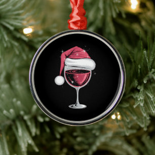 Adorno Metálico Copo de vino tinto Navidad Divertida Navidad Xmas