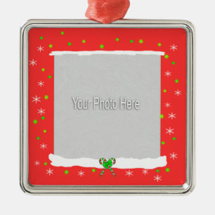Adorno Metálico Copos de nieve del feriado rojo feliz (fotograma)