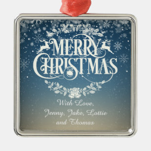 Adorno Metálico Copos de nieve personalizados de Feliz Navidad