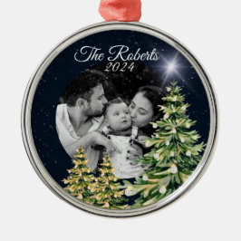 Adorno Metálico Copos de nieve y árboles de invierno encanto elega