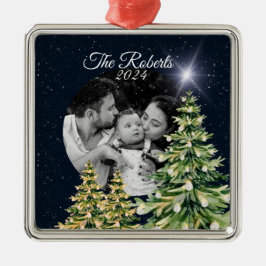 Adorno Metálico Copos de nieve y árboles de invierno encanto elega