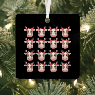 Adorno Metálico Coqueta De Navidad Vaca Highland Occidental Navida