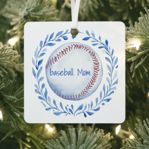 Adorno Metálico Coquette Baseball Mom Floral Chinoiserie Wreath