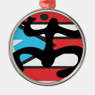 Adorno Metálico Coqui taíno sobre bandera de Puerto Rico