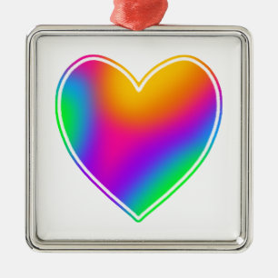 Adorno Metálico Corazón arcoiris