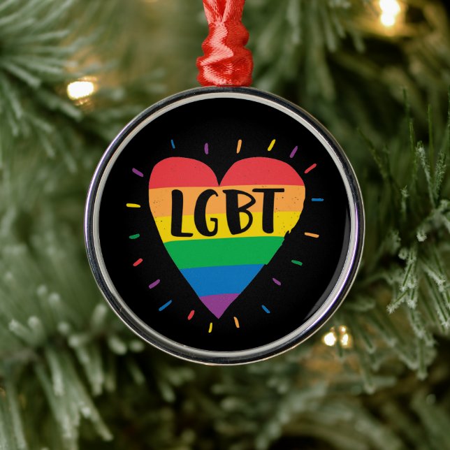 Adorno Metálico Corazón arcoiris LGBT (Árbol)