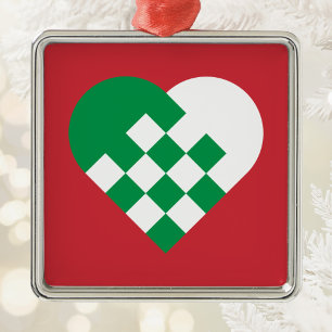 Adorno Metálico Corazón danés blanco verde