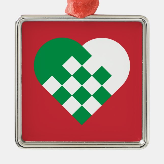 Adorno Metálico Corazón danés blanco verde (Frente)