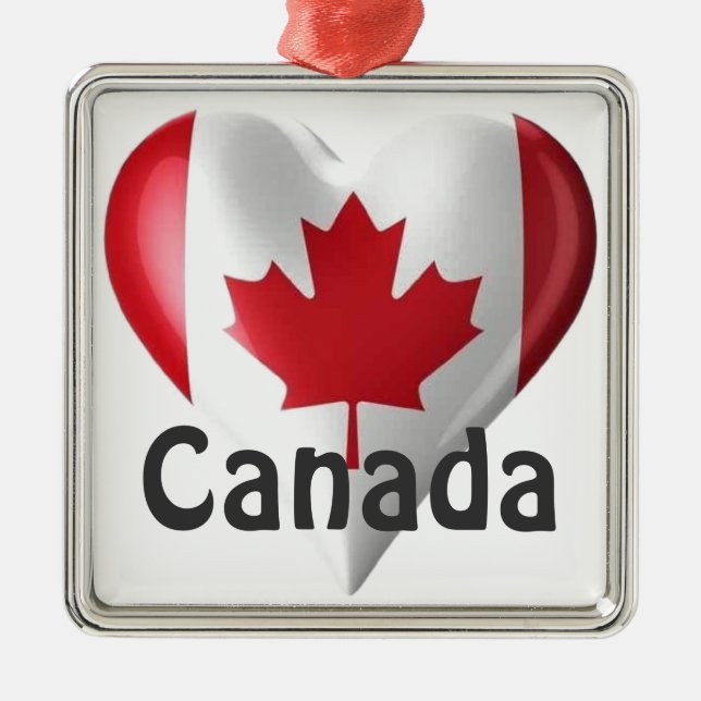 Adorno Metálico Corazón de bandera de Canadá (Frente)